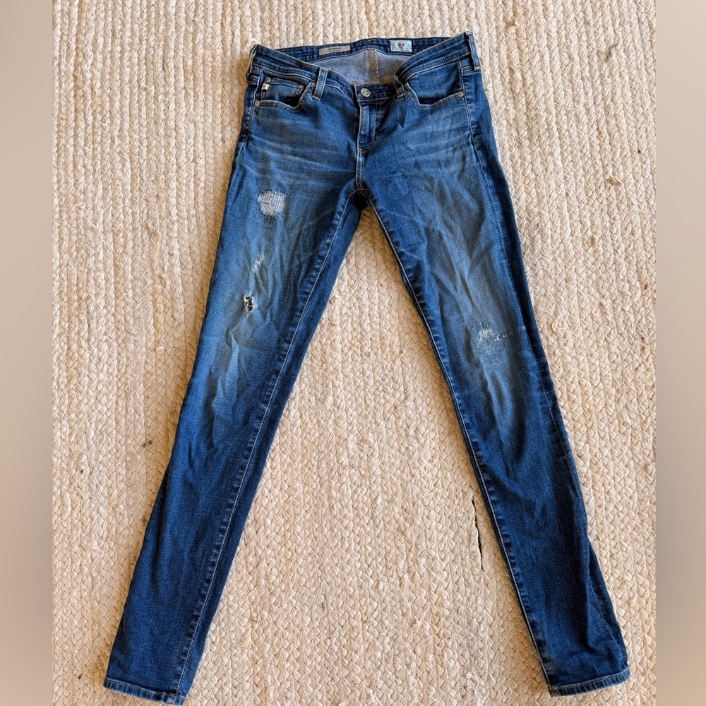 AG Adriano Goldschmied Women's Distressed Blue Skinny Jeans - Picture 2 of 10